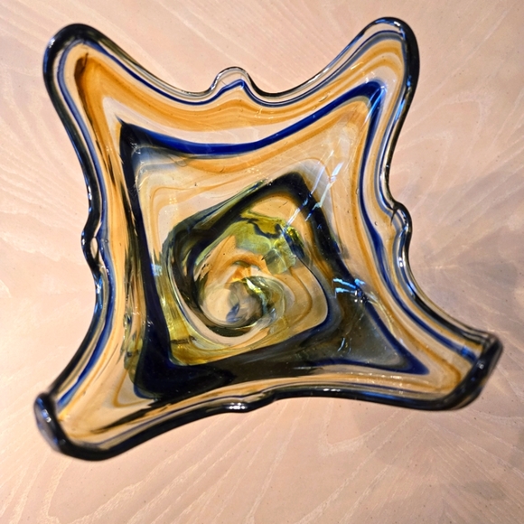 Vintage Mid-Century Free-Form Hand Blown Murano Style Swirl Glass Vase Coil Base - Picture 3 of 16